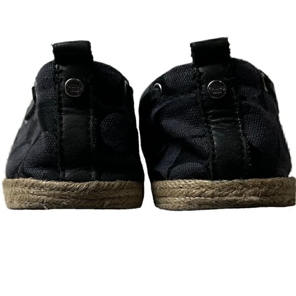 Coach Navy Blue Jacquard Logo Print Flat Espadrilles - Picture 4 of 7